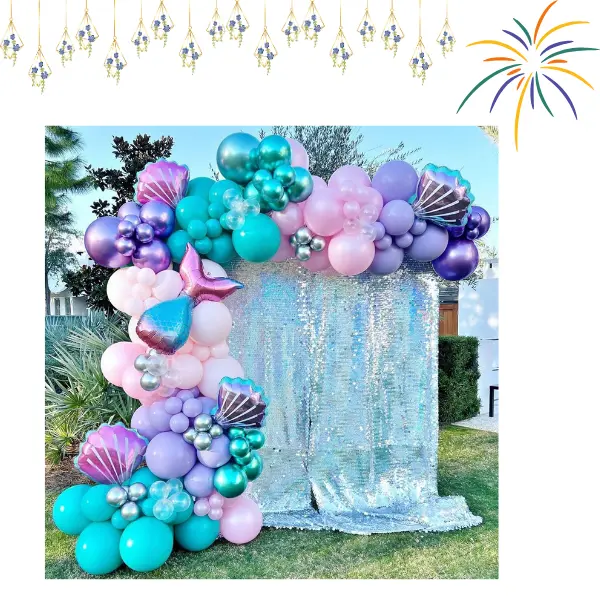 154Pcs Mermaid Balloon Arch Kit – Purple & Green Under the Sea Party Decorations for Girls, Little Mermaid Birthday Garland for Summer Party Supplies