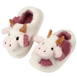 Soft and Cute Girl Heart Cow Baotou Cotton indoor shoes Winter Fashion Girl Home Warmth Plush Shoes Women Footwear Stylish Slippers Slipper