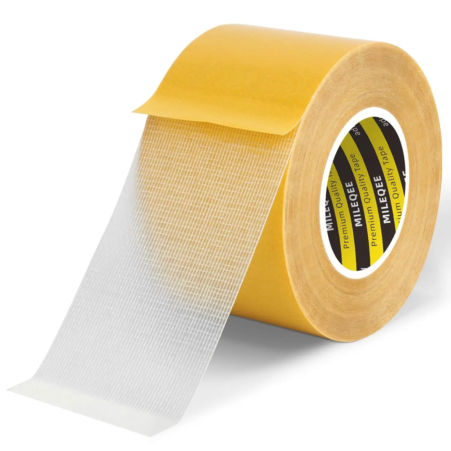 Heavy Duty Double Sided Tape, 1.8x33 ft (10m) with Fiberglass Mesh, High Tack Wall Mounting Adhesive, Clear, Hand Tearable, Easy-to-Use for Home & Office