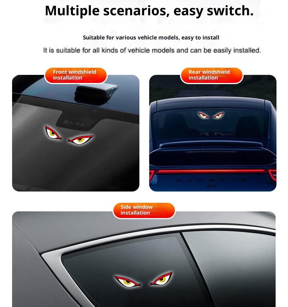 DIYCOM Dynamic LED Rear Window Display for Car – Vampire Devil Eye Emoji Panel, Scrolling Message Screen, USB Powered Night Driving Ambient Light, Cool Funny Auto Decor