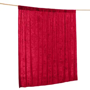 Crushed Velvet Backdrop Curtain – Red 8ft x 8ft Event Drape with Rod Pocket, Privacy Panel for Photo Booths & Events