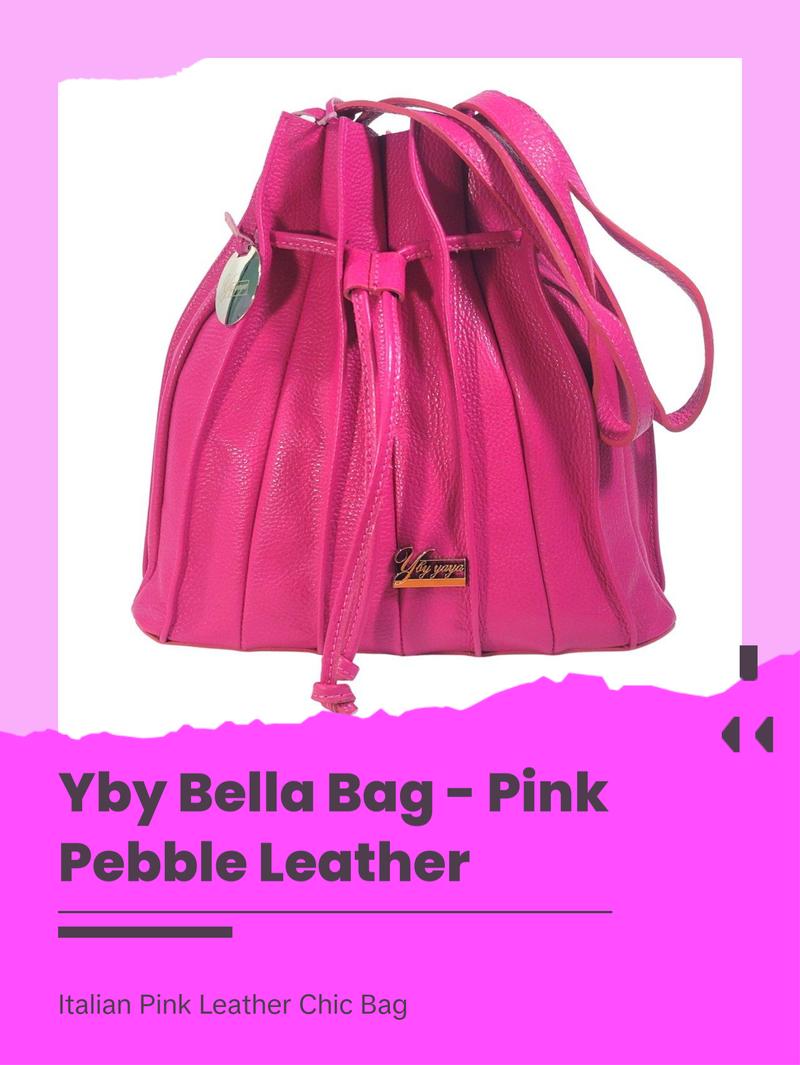 YBY Bella Bag - Signature Pink Pebble Leather Bag with Adjustable Strap & Zippered Pouch - Elegant & Versatile Boston Bag Made in Italy YBY Bella Bag - Signature Pink Pebble Leather Bag with Adjustable Strap & Zippered Pouch - Elegant & Versatile Boston Bag Made in Italy