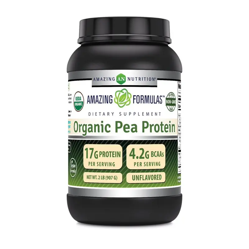 Amazing Formulas Unflavored Organic Pea Protein Supplement | 17 G Protein per Serving | 2 Lb (907 G) | Non-GMO | Gluten-Free | Made in USA