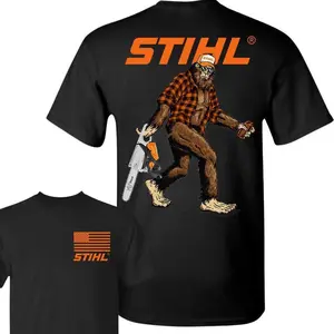 STIHL Chainsaw T-Shirt – Bigfoot Lumberjack with Chainsaw Graphic, Perfect Gift for Loggers and Outdoor Workers, Men's Cotton Tee