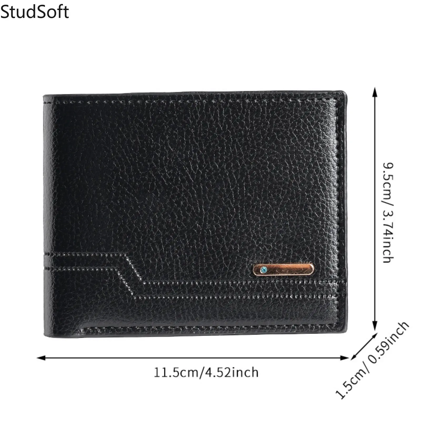 Men's Stylish Plain Trifold Wallet - Soft Lychee Pattern PVC, High-Capacity Casual Multi-Card Slot Card Holder for Sports & Outdoor Use, Stylish Wallet