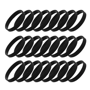 Unique Bargains Solid Silicone Bracelets Black 24 Pcs
