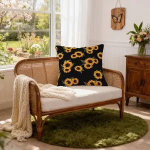 Vintage Sunflower Throw Pillow With Insert, Boho Farmhouse Style, Single-side High-definition Print, Aesthetic Decorative Cushion, Suitable for Sofa, Bed and Living Room Decor, Gift Idea, Ideal for Sunflower Lovers