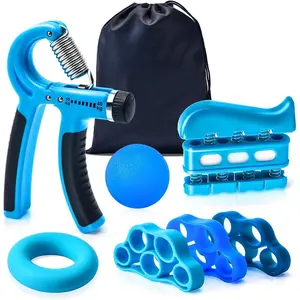 Grip Strength Trainer 7 Pack Adjustable, Finger Stretcher Resistance Extensor Bands, Finger Exerciser, Hand Gripper Strength Ring &  Ball