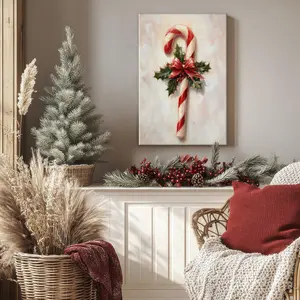 High Quality Print Christmas Candy Cane Poster Vintage Rustic Canvas Art Xmas Decor 12x18 16x24 24x36 Inches Unframe Framed Easy Hang Durable Long Lasting Ideal Gift Decoration Ornaments