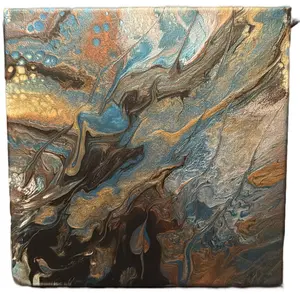 Radiance 10x10 Canvas Artwork Featuring Cobalt Blue & Metallic Accents for Tranquility and Strength