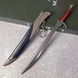 8.6inch 22cm Metal Katana Figurine Model Original Samurai Sabre Anime Cosplay Accessories Prop Steel Blade Iron Ninja Knife Black Sabre Medieval Sword Damascus Sword Real Size Japanese Katana Figure Model Gift Handheld