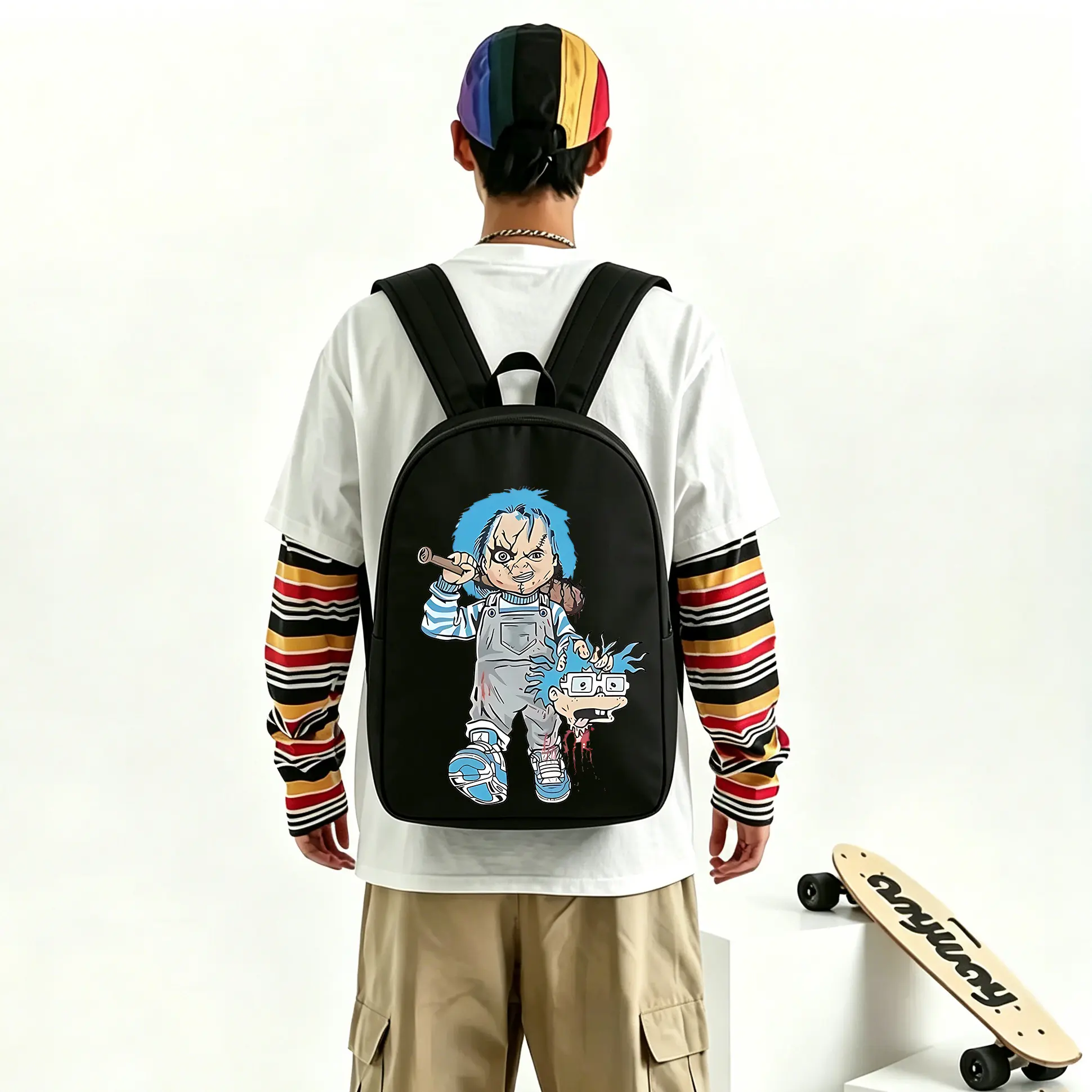 Chucky Horror Movies Backpack 3pcs School Backpack with Lunch Bag Teen Backpack Set Cute School Bag Bookbag for Teen Back to School