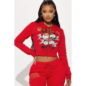 Broken Hearts Ed Hardy Zip Front Hoodie - Red Z