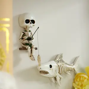 Resin Skull Fishing Shark Decorations, Funny Design for Desktop, Entryway, Wine Cabinet, Study Room, Holiday Gift Ideas