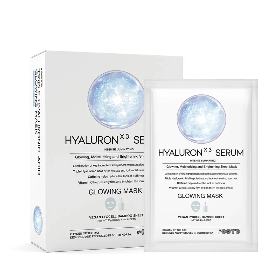 [Official #OOTD Partner] Triple Hyaluron Hydrating Mask for Dry and Sensitive Skin, Anti Aging, Tightening and Moisturizing, Korean Vegan Beauty, Hyaluronic Acid, Caffeine, Vitamin C 10EA