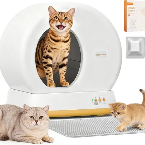 Meowant Automatic Litter Box - 57.6L Clay-Based Self-Cleaning Litter Tray with 4.8" Low-Entry, Odor Control, Quiet Operation, APP Control, Included Mat & Liner, Time-Saving, 2-4 Week Deep Clean, Ideal Gift for Cat Lovers (Pet Supplies)
