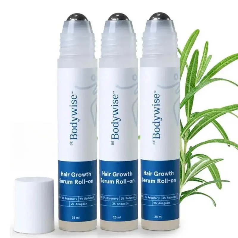 【Buy one get two free】Be Bodywise Advanced Hair Density Roll-On Serum 25 ml | 5% Saw Palmetto, 3% Rosemary, 1% Caffeine Herbasome & 3% Fenugreek | Scalp Serum for Reduced Hair Fall | Men & Women