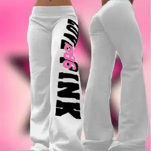 2025 American wide leg pants, new love, pink letter print, oversized neutral fashion sports pants, cross-borderRAIMENTRY