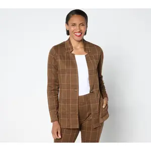 Denim & Co. Signature Knit Jacquard One Button Jacket