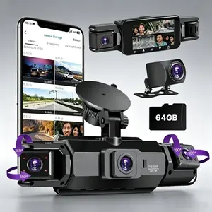 2026 New 4-Lane Dash Cam, 360° Panoramic View, Free Obd Cable, Full-Time Parking Monitor, 4 Cameras, 4-Inch Display, WiFi, 64GB, Night Vision, Hdr, WiFi Car Dashcam