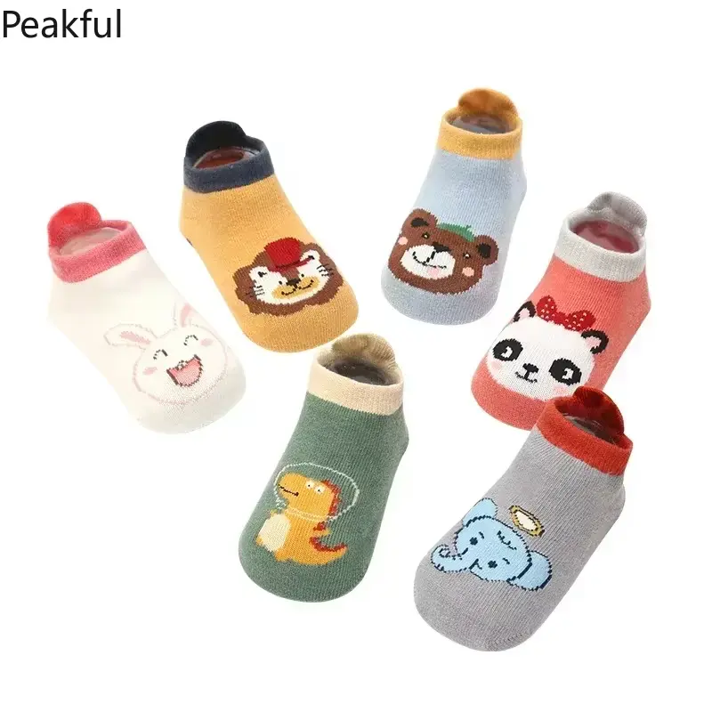 6PCS Baby Socks with Cute Animal Patterns – Cotton, Breathable, & Non-Slip Design for Infants, Comfy and Soft, Perfect for Playtime, Crawling, and Floor Activities