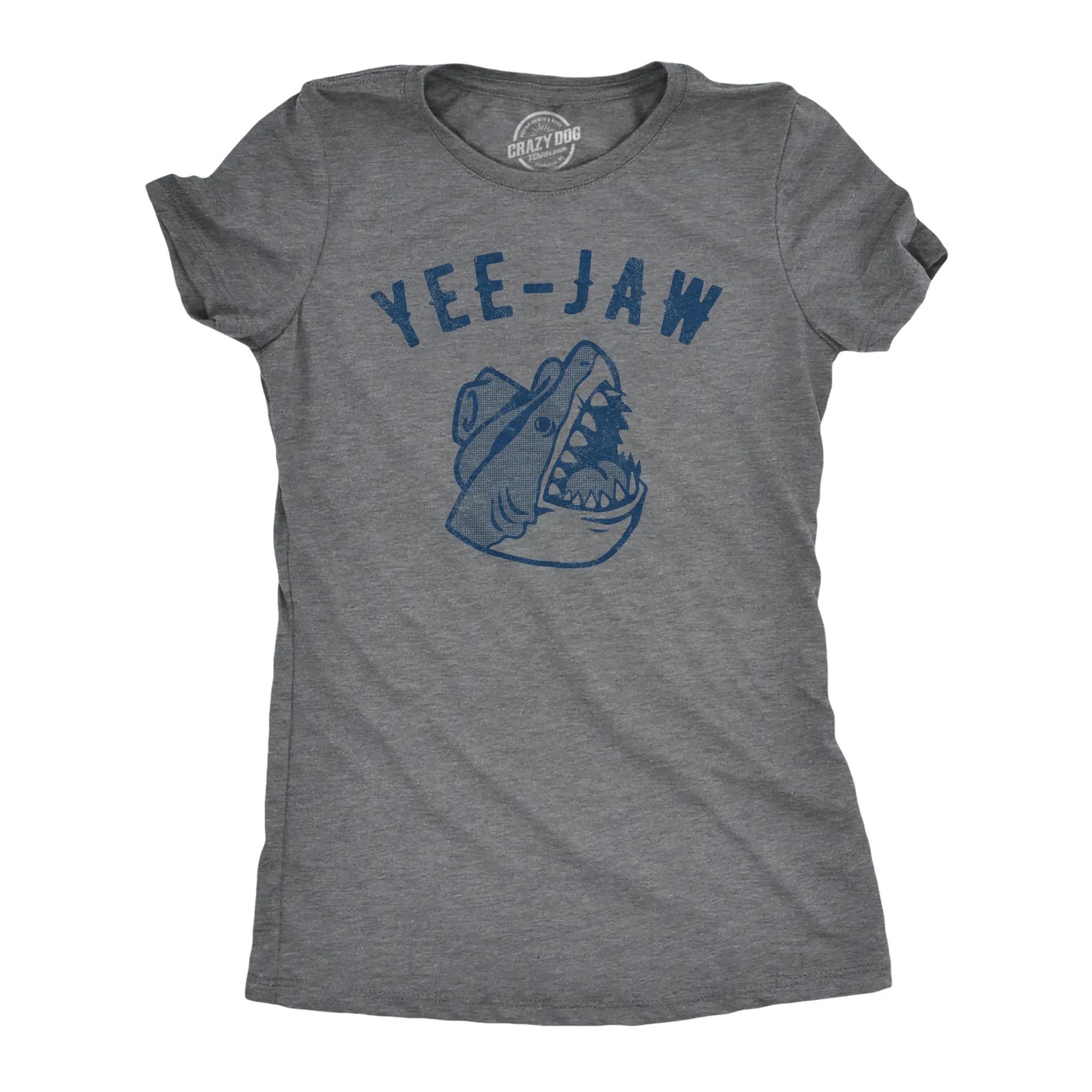 Womens Yee Jaw T Shirt Funny Southern Saying Shark Joke Tee for Ladies Funny Womens T Shirts Cute Vintage Fashion Casual Ladies T-Shirt Gift Shark Tops for Women Funny Sarcastic Top Women's Novelty Tees Dark Grey