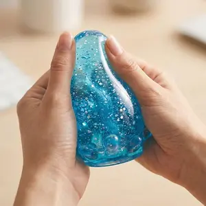 Shimmering Blue Water Drop Squishy Toy, Ultra-Stretchy Glitter-Filled Stress Relief Ball, Jelly-Like Sparkly Water Drop Design, Slow-Rising Rebound Sensory Fidget Toy, Satisfying Squeeze Toy for Relaxation, Aesthetic Desk Decor