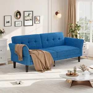 89 Inch Modern Convertible Futon Sofa Bed with Adjustable Backrest and Armrest Loveseat Sleeper for Living Room Bedroom Apartment