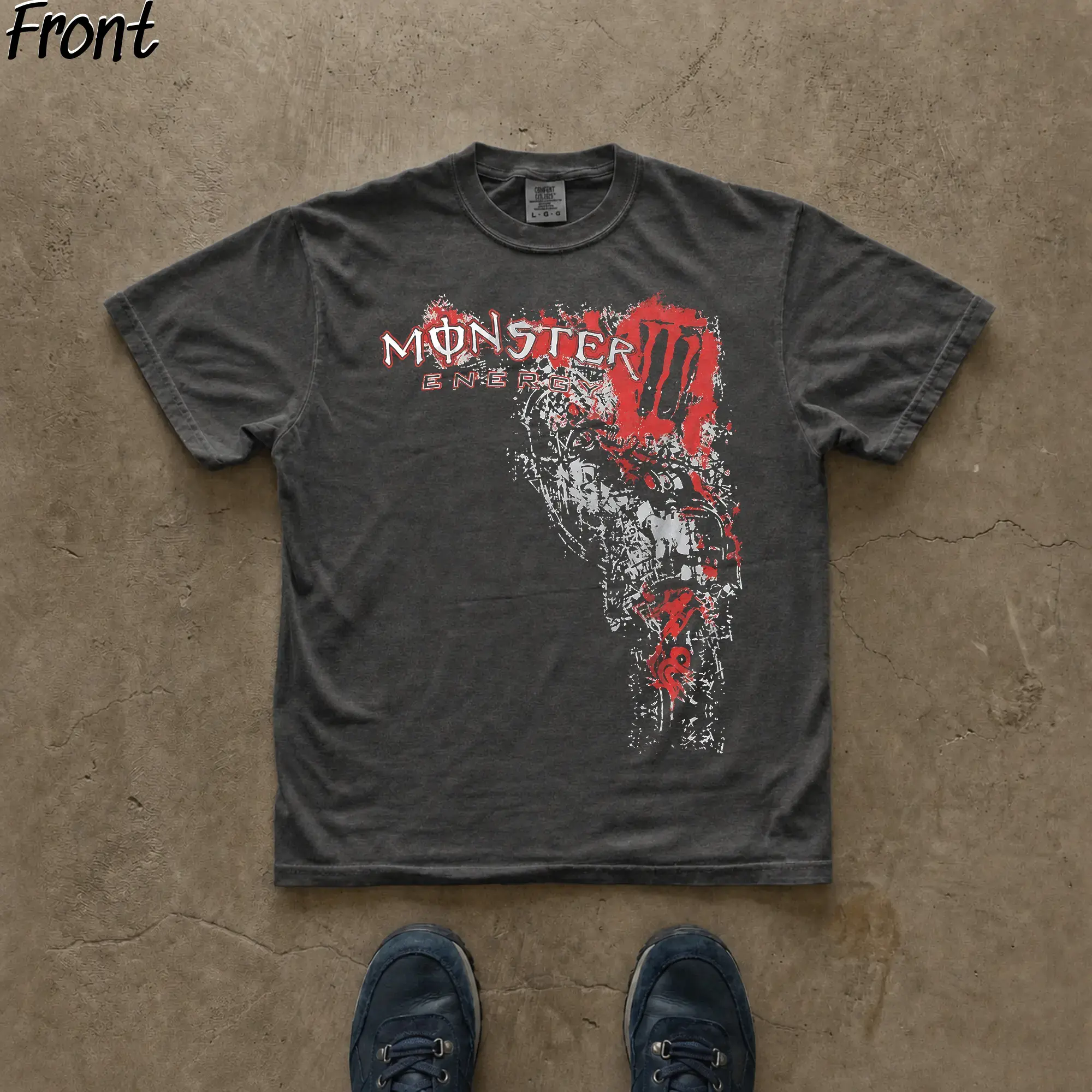 Vintage Monster Energy with Red Accents Graphic Tee, Monster Energy Merch, Energy Drink Shirt, Unleash The Beast, Y2K Grunge Gothic Tees, Y2K Emo Scene Amity Affliction Style, 100%25 Cotton Lightweight Shortsleeve