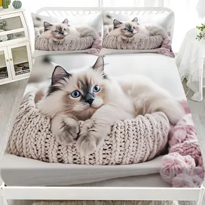 Bed Sheet Set (1 Fitted Sheet + 2 Pillowcases), Modern Style, Suitable for Dorms, Bedrooms, Hotels, All Seasons, No Fillers