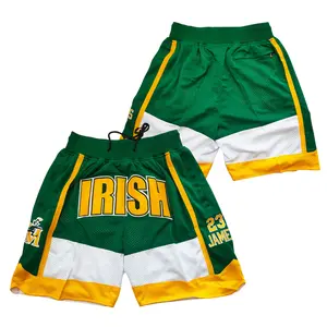 2025 Men basketball shorts IRISH #23 James Sewing embroidery Four pockets big size Mesh breathable Covering sports venues Beach Pants outdoor sport Retro training shorts gym jogging pants S-XXL
