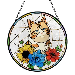 Custom Cat Photo Stained Glass Suncatcher - Personalized Window Hanging Keepsake - Handcrafted Gift Decor Hangable Ornaments