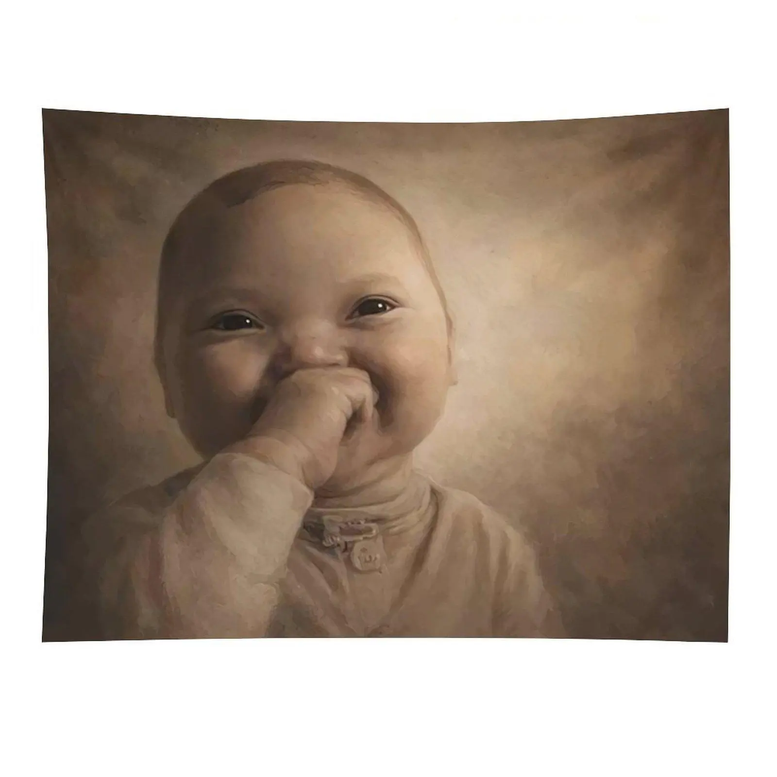 AI Baby Tapestry - Vintage Funny Meme Wall Hanging Decor, Polyester Home Accessory with Hooks, Whimsical Warmth-Adding Room Decor