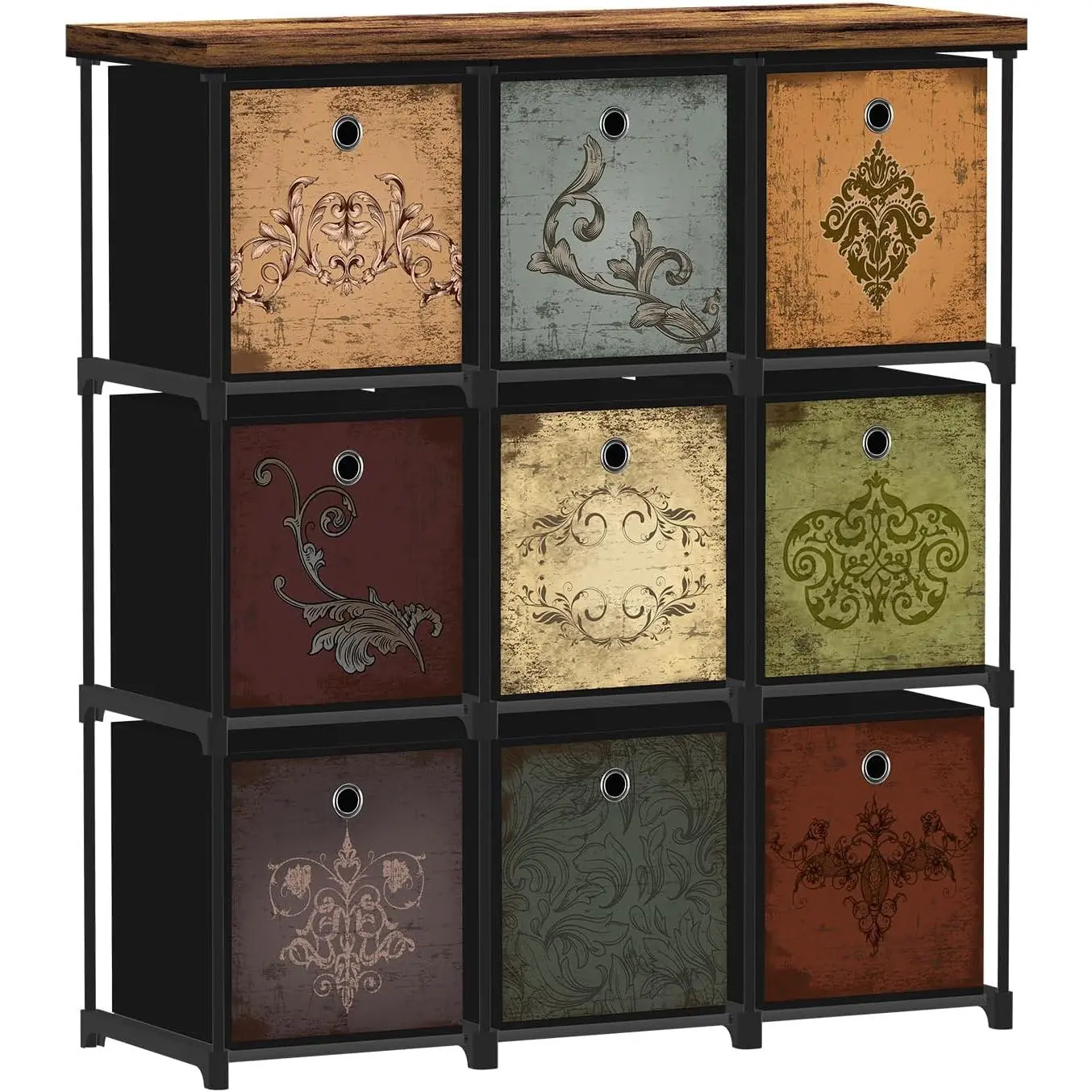 Fabric Dresser with 9 Drawers, DIY Cube Organizer for Closet, Storage Drawer Unit Chest of Drawers for Bedroom, Living Room, Hallway, Dorm,