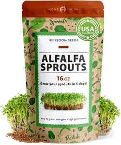 HOME GROWN Alfalfa Sprout Seeds for Sprouting and Microgreens - Premium USA Alfalfa Seeds - Heirloom and Non-GMO