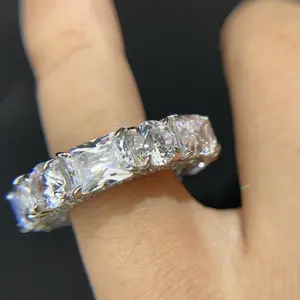 UIU RU0043 Jewelry Fully Baguette And Round Eternity Band Ring