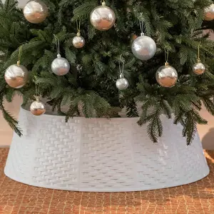 White Christmas Tree 28 inch Round Christmas Tree Skirt Ring Base Stand Cover Christmas Tree Decorations for Xmas Artificial Tree(Simple,Large)