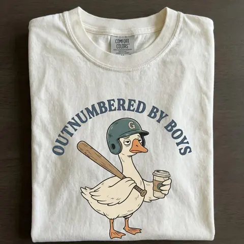 Comfort Colors Funny Boy Mom TShirt, Outnumbered By Boys Tee, Baseball Mom Goose Graphic, Exhausted Mom Gift, Boy Mom Announcement Unisex T-shirt