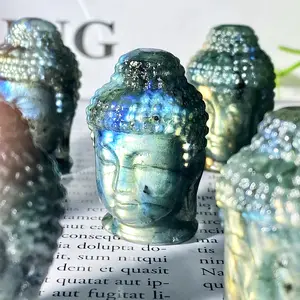Labradorite buddha head-crystal carving