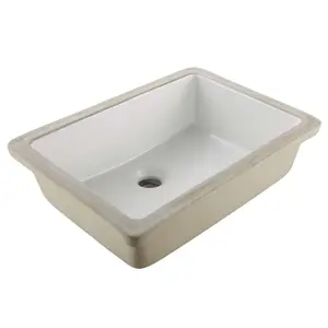 Undermount Bathroom Sink With 18.5 X 13.19 Inch Rectangular White Ceramic Vessel Sink, Overflow Hole, Under-Counter Drop-In Lavatory Vanity Bath Basin For Small Spaces, Modern Rectangle Design For Home Renovation