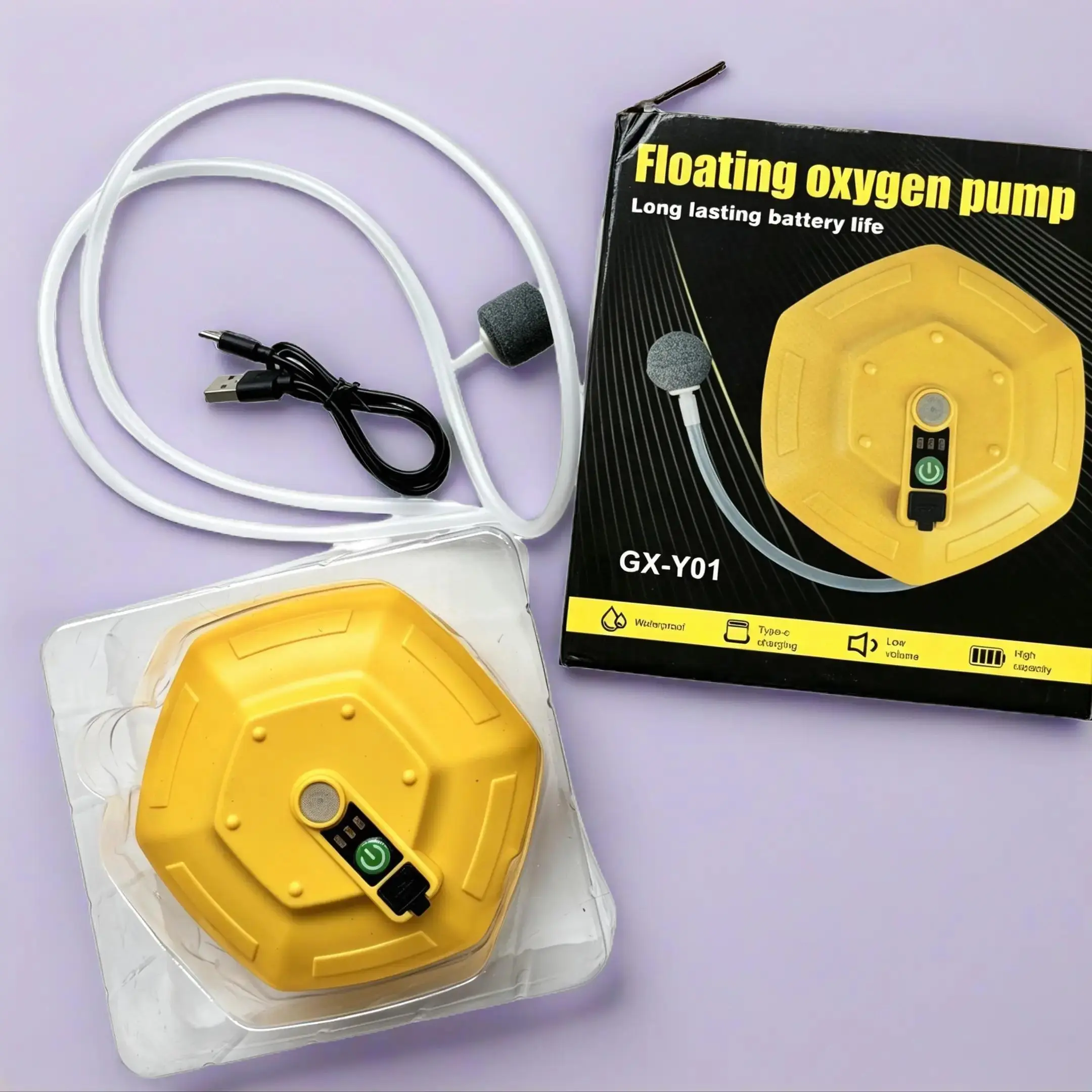 Arcpro Portable Sealed Charging Port Oxygen Pump - IPX7 Rated Aerator with 3 Speeds, 14H Long Run Time for Aquarium Fish Aeration & Fishing Use