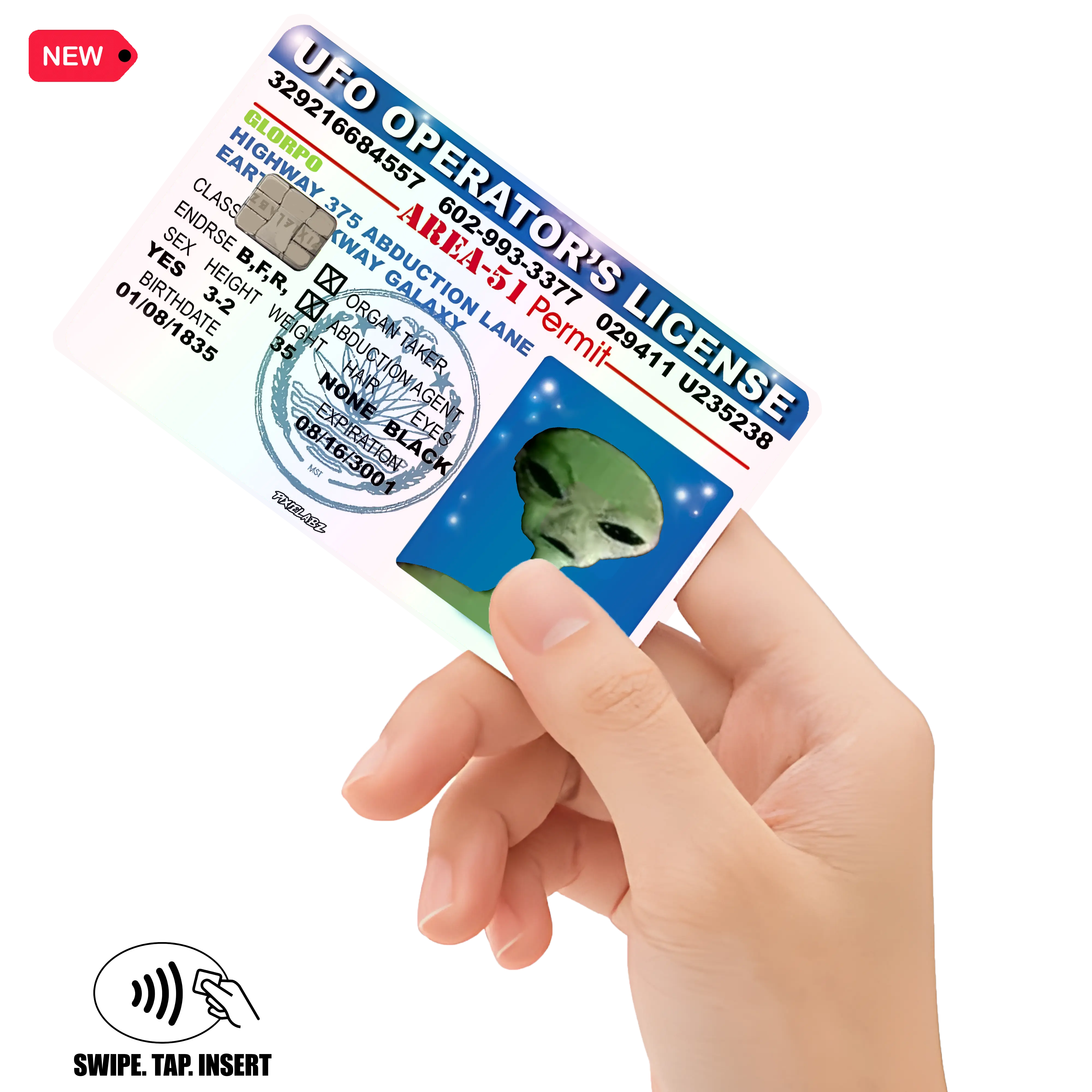 Glorp Alien ID Holographic Debit Credit Card Decal Adhesive Stickers  Waterproof Premium Quality Custom Orders Available Easy Application Durable  Material - TikTok Shop