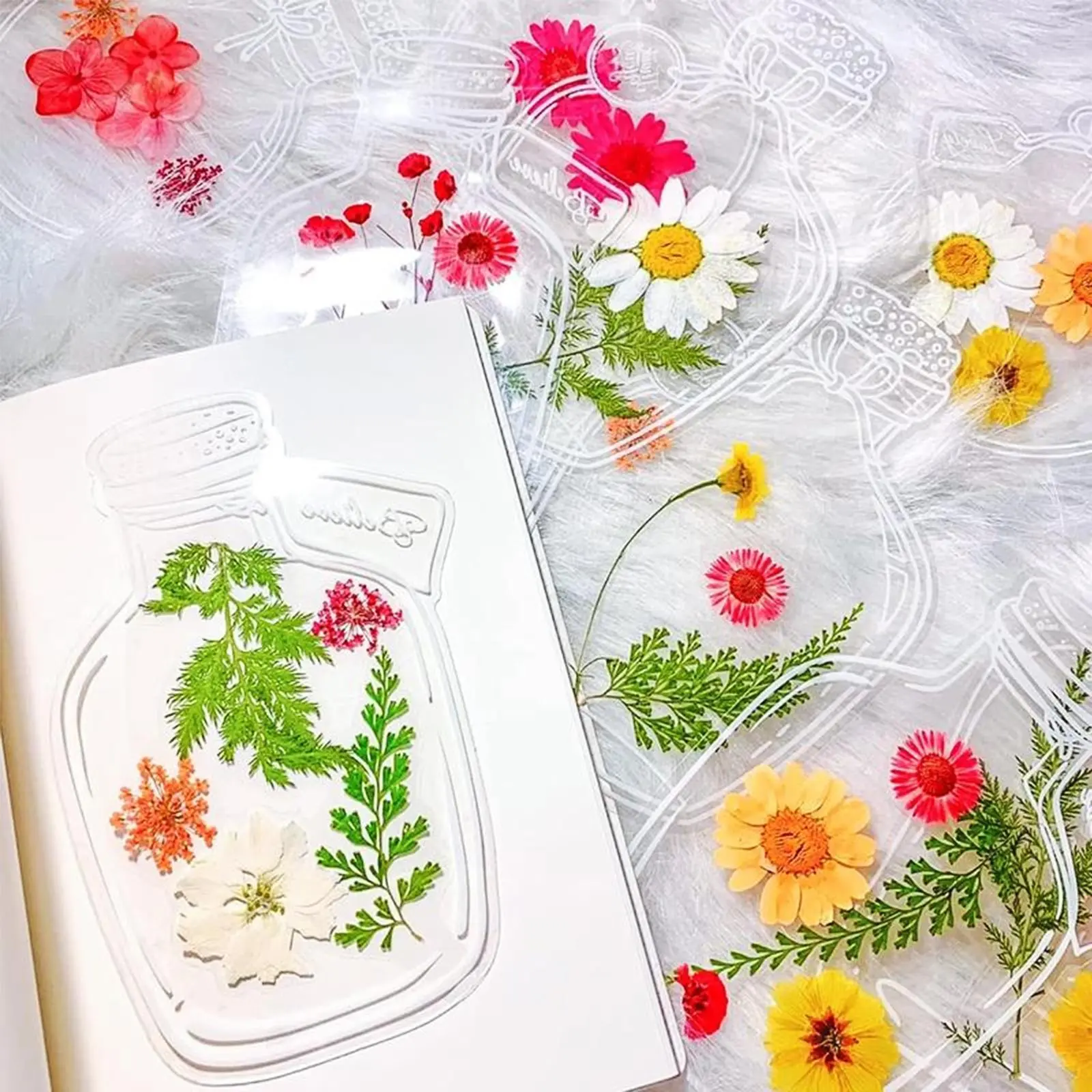 Spring DIY Transparent Bookmarks and Tassels Set, Clear Page Clips for Handmade Stunning Dried Flower Bookmarks/Dried Flowers Wishing Bottle