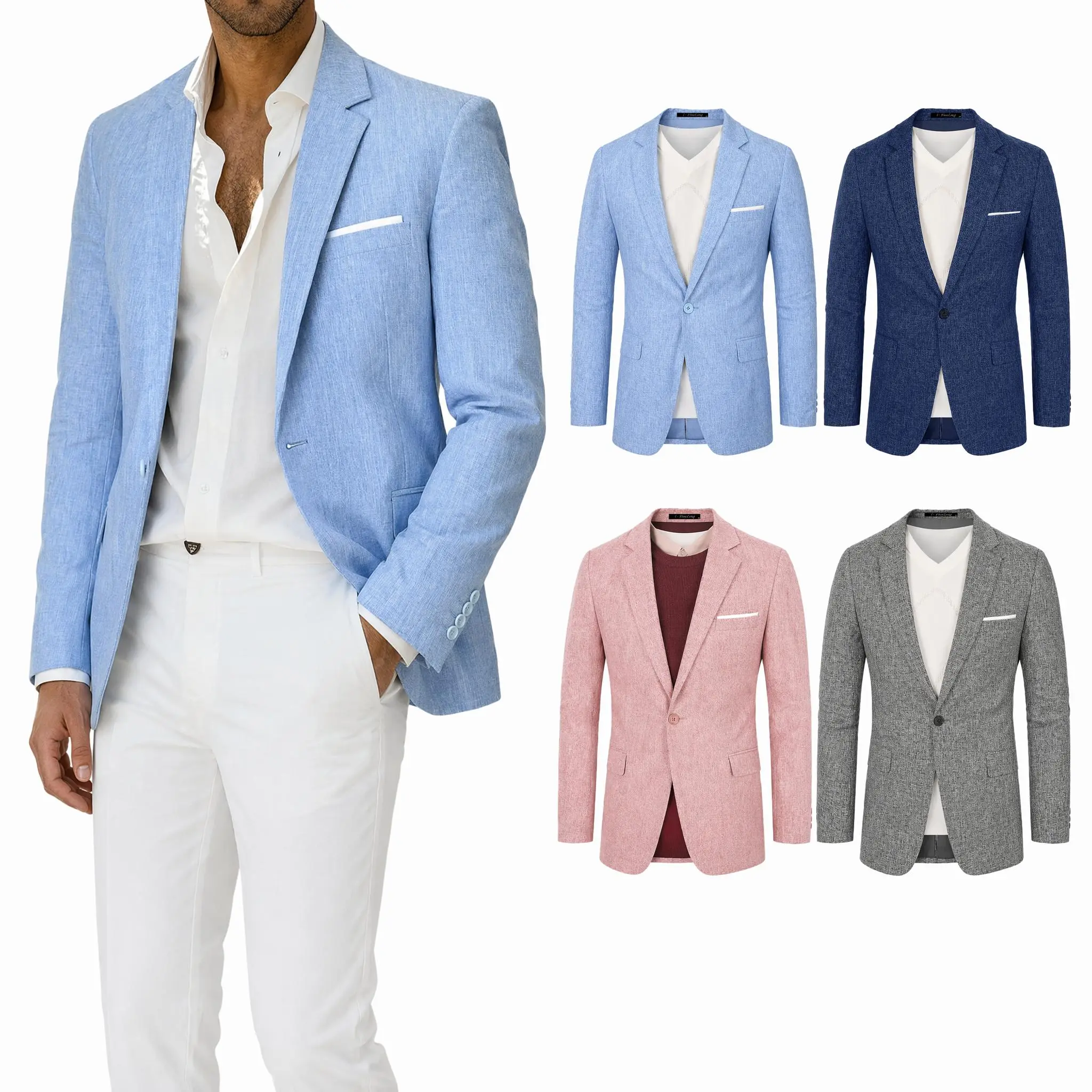 Elegant Single Breasted Linen Style Blazer For Men Slim Fit Dress Sport Coat, Diverse Color Choices, Great For Summer Weddings, Business Meetings, Dinner Dates, Travel Trips And Relaxed Upscale Casual Occasions For Modern Men Menswear Suit