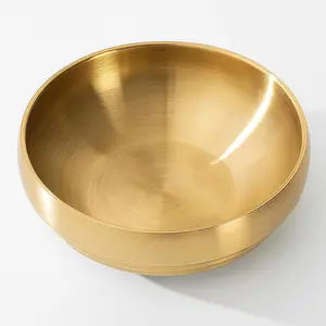 7.4 inch Gold Decorative Bowl for Home Decor - Modern Fruit Bowl for Kitchen Counter, Key Catch All & Entryway Table Centerpiece, Stylish Golden Finish