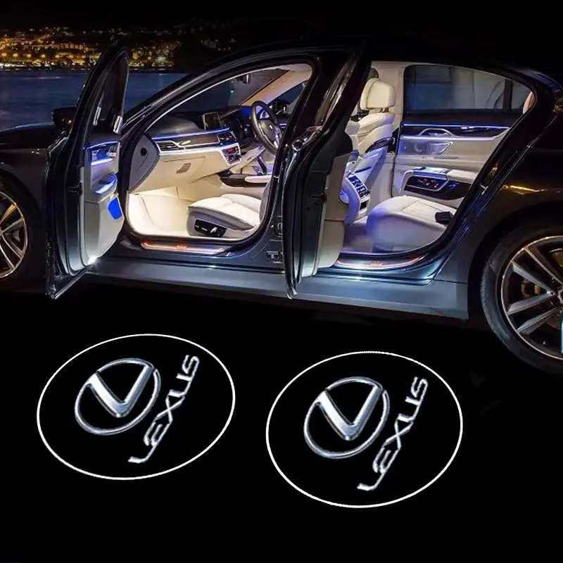 2Pcs Led HD Car Door Welcome Light Auto Logo Projector Lamps Led Car Lights Led Step Lights For Lexus GX460 Ct200h IS250 ES 220D IS200 Fsport GS GX IS LS LX NX RX UX CT Door Courtesy Lights