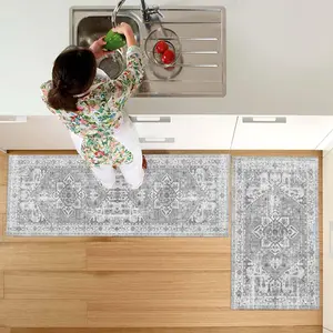 1PC/2PC/3PCS Kitchen mat set, daily household kitchen carpet set, Bohemian style anti slip long carpet, boho runner rug, suitable for laundry room carpet, kitchen, living room, bedside, porch, balcony mat and home decoration