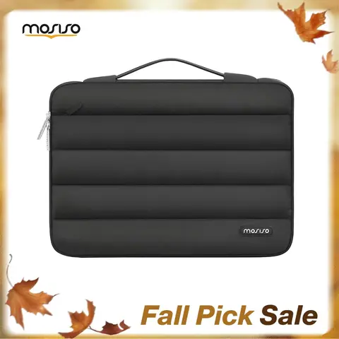 MOSISO Polyester Puffy Dual-Layer Anti-Drop Waterproof Laptop Bag - 13.3-16 in Horizontal Side-Open Business Briefcase, Shoulder Handbag with Handle, Easy-Carry Work Bag for MacBook Pro/Air, HP, Dell, Lenovo (Commute, Travel), Laptop Bag Waterproof