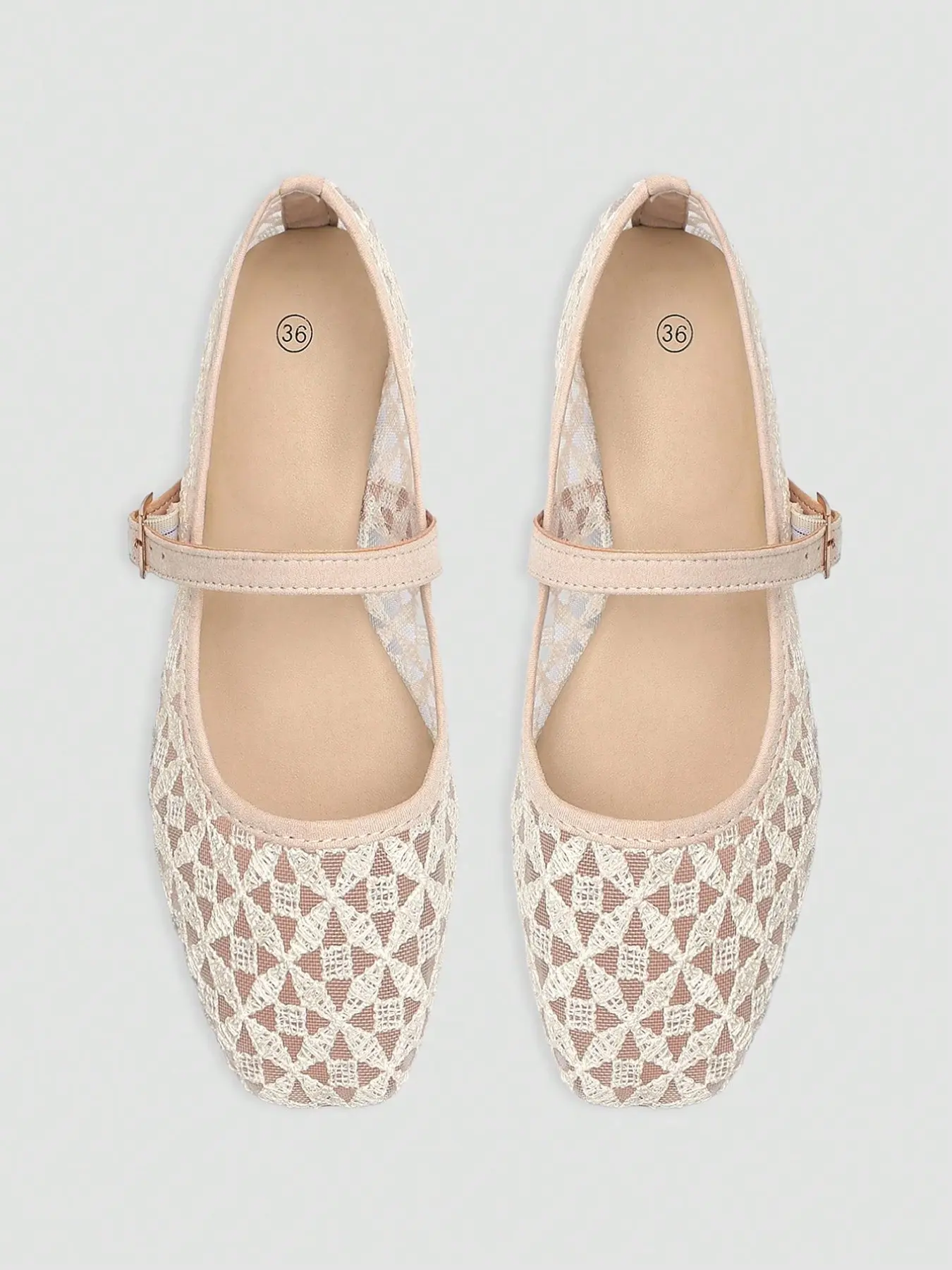 Women's Fashion Breathable Square Toe Woven Hollow Out Mesh Flat Shoes, Casual Flats for Party and Office