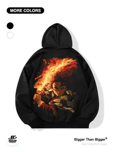 Demon Slayer Tanjiro Hoodie, Loose-Fit Graphic Sweatshirt, Unisex Casual Pullover, Breathable with Pockets, Trendy for Outdoor Activities